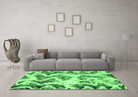 Machine Washable Abstract Emerald Green Modern Rug, wshabs1952emgrn