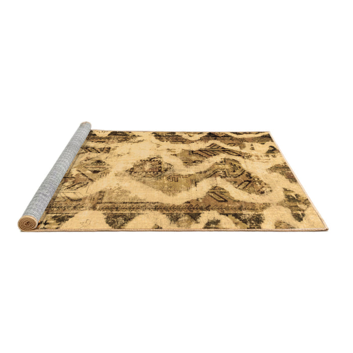 Sideview of Machine Washable Abstract Brown Modern Rug, wshabs1952brn