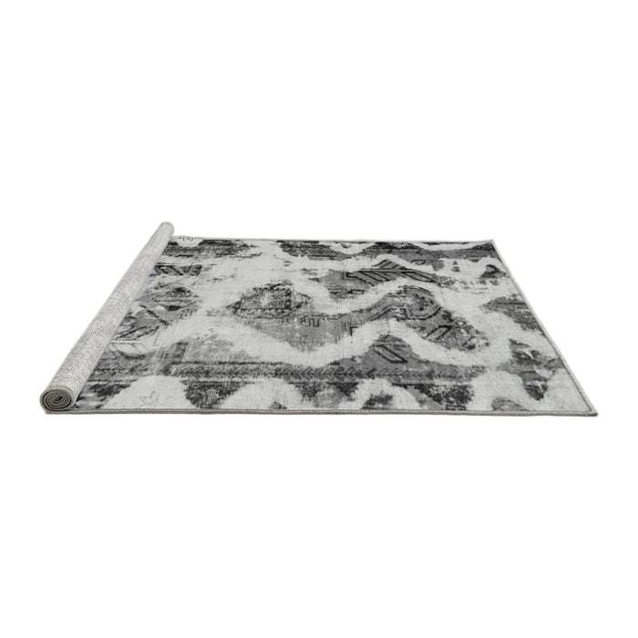 Sideview of Machine Washable Abstract Gray Modern Rug, wshabs1952gry
