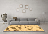 Machine Washable Abstract Brown Modern Rug, wshabs1953brn