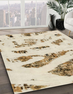 Abstract Desert Sand Beige Modern Rug in Family Room, abs1953