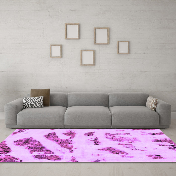 Machine Washable Abstract Purple Modern Area Rugs in a Living Room, wshabs1953pur