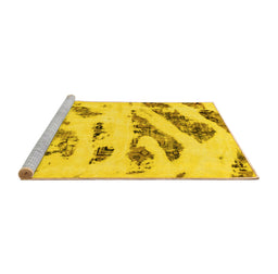 Sideview of Machine Washable Abstract Yellow Modern Rug, wshabs1953yw