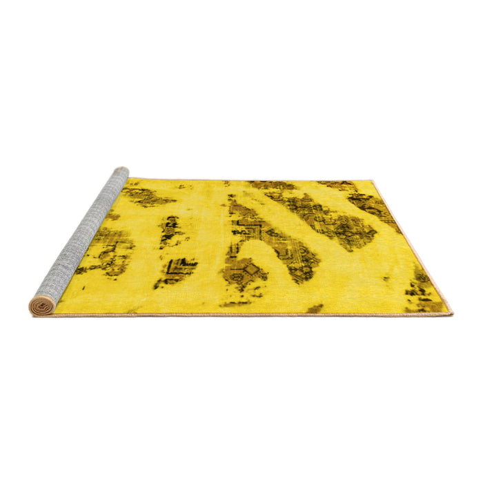 Sideview of Machine Washable Abstract Yellow Modern Rug, wshabs1953yw