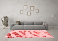 Machine Washable Abstract Red Modern Rug, wshabs1953red