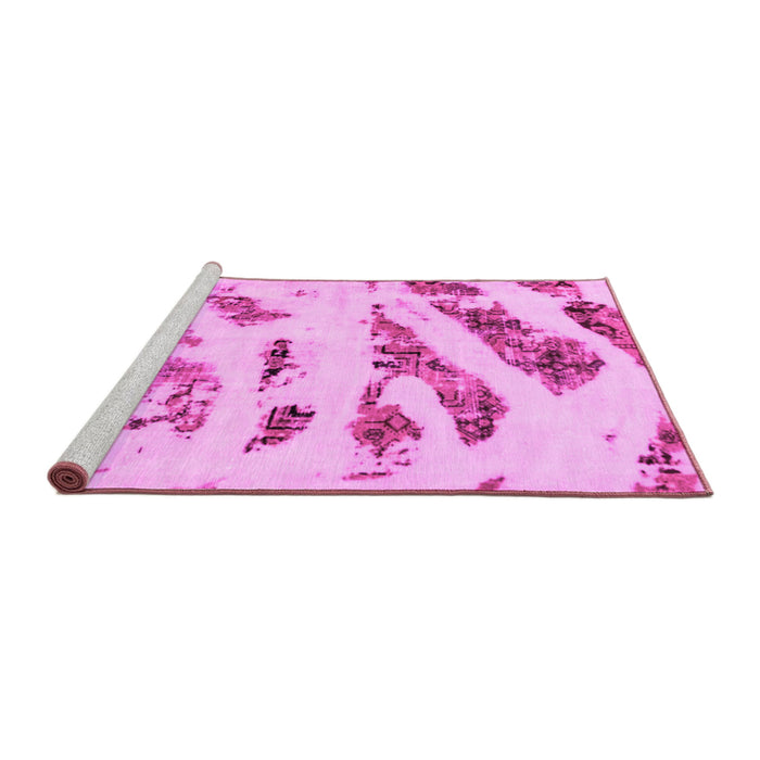 Sideview of Machine Washable Abstract Pink Modern Rug, wshabs1953pnk