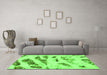 Machine Washable Abstract Green Modern Area Rugs in a Living Room,, wshabs1953grn