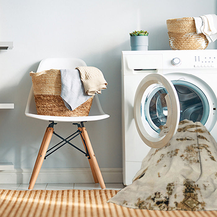 Machine Washable Abstract Desert Sand Beige Rug in a Washing Machine, wshabs1953