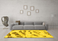 Machine Washable Abstract Yellow Modern Rug, wshabs1953yw