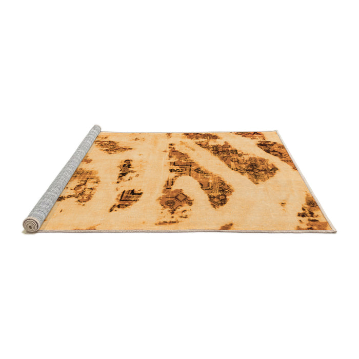 Sideview of Machine Washable Abstract Orange Modern Area Rugs, wshabs1953org