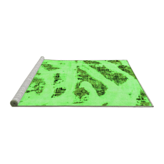 Sideview of Machine Washable Abstract Green Modern Area Rugs, wshabs1953grn