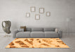 Machine Washable Abstract Orange Modern Area Rugs in a Living Room, wshabs1953org