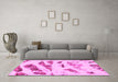 Machine Washable Abstract Pink Modern Rug in a Living Room, wshabs1953pnk