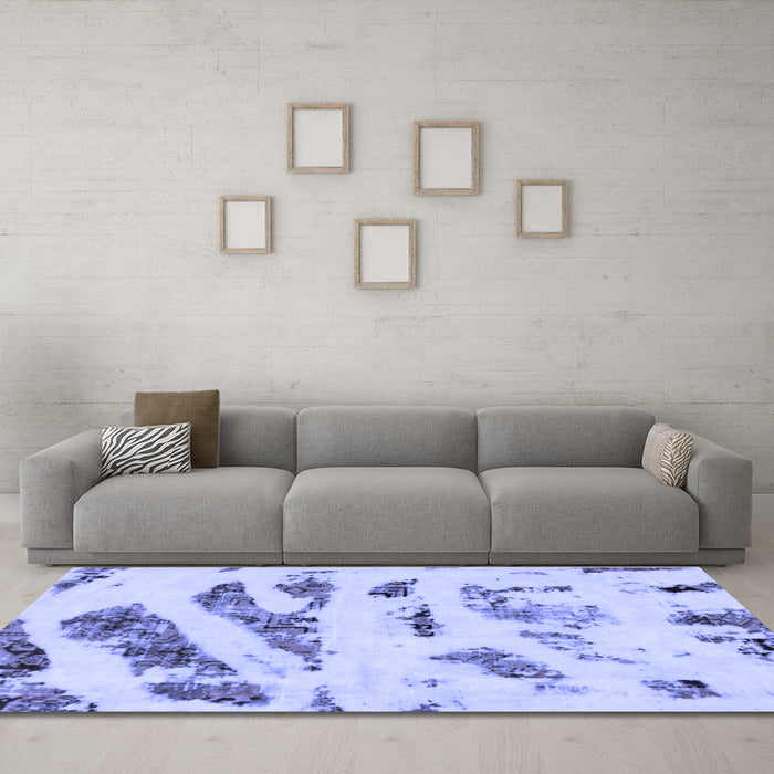 Machine Washable Abstract Blue Modern Rug in a Living Room, wshabs1953blu