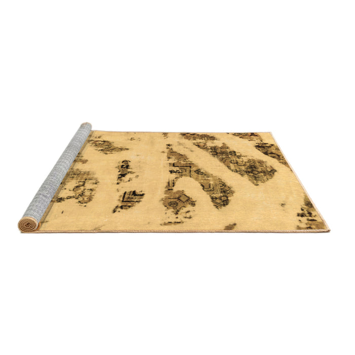 Sideview of Machine Washable Abstract Brown Modern Rug, wshabs1953brn