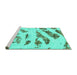 Sideview of Machine Washable Abstract Turquoise Modern Area Rugs, wshabs1953turq