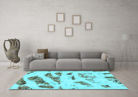 Machine Washable Abstract Light Blue Modern Rug, wshabs1953lblu