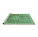 Sideview of Machine Washable Abstract Turquoise Modern Area Rugs, wshabs1954turq