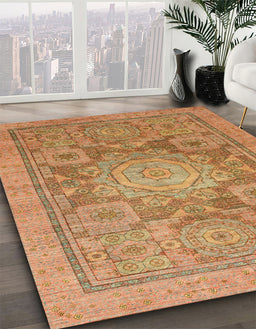 Abstract Orange Modern Rug in Family Room, abs1954