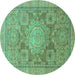 Round Machine Washable Abstract Turquoise Modern Area Rugs, wshabs1954turq