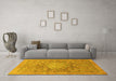 Machine Washable Abstract Yellow Modern Rug in a Living Room, wshabs1954yw