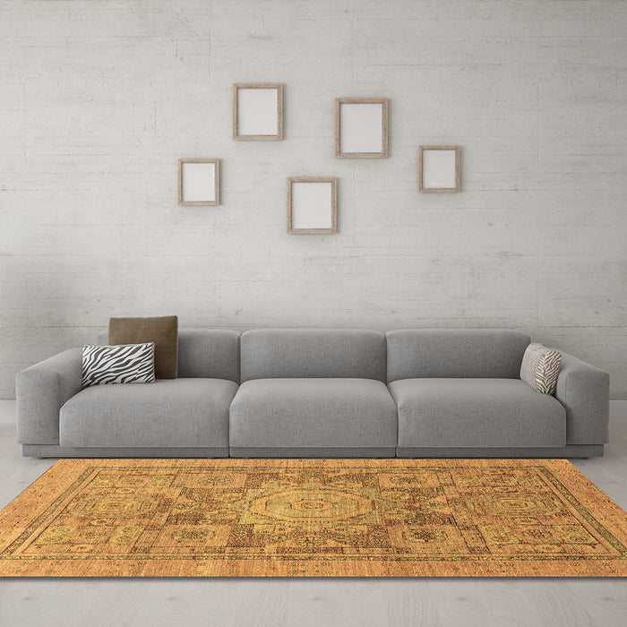 Machine Washable Abstract Brown Modern Rug in a Living Room,, wshabs1954brn