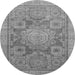 Round Machine Washable Abstract Gray Modern Rug, wshabs1954gry