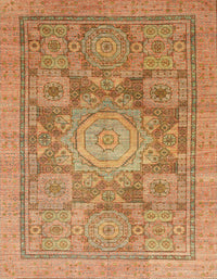 Machine Washable Abstract Orange Rug, wshabs1954