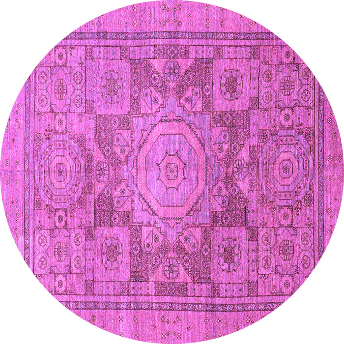 Round Abstract Purple Modern Rug, abs1954pur