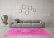 Machine Washable Abstract Pink Modern Rug in a Living Room, wshabs1954pnk