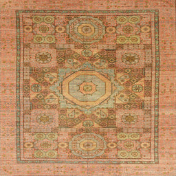 Square Machine Washable Abstract Orange Rug, wshabs1954