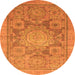 Round Machine Washable Abstract Orange Modern Area Rugs, wshabs1954org