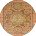 Round Abstract Orange Modern Rug, abs1954