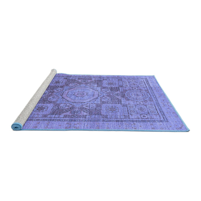 Sideview of Machine Washable Abstract Blue Modern Rug, wshabs1954blu