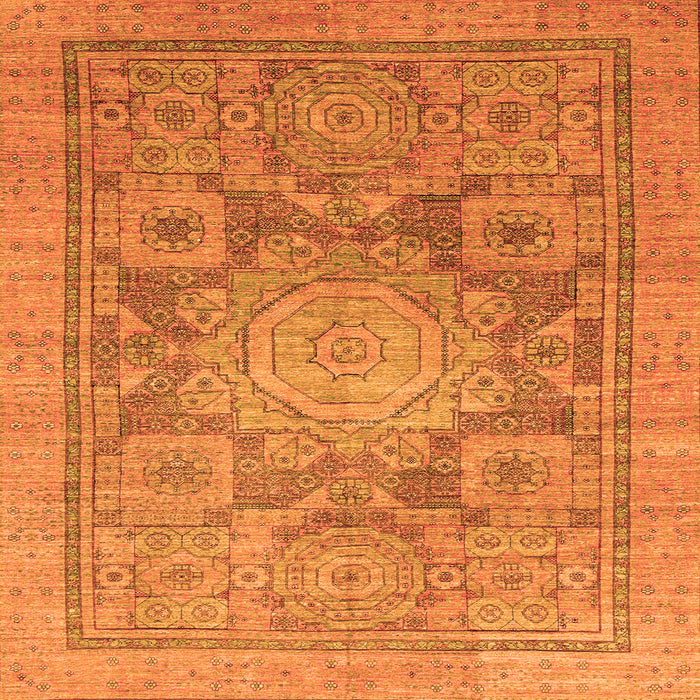 Square Abstract Orange Modern Rug, abs1954org