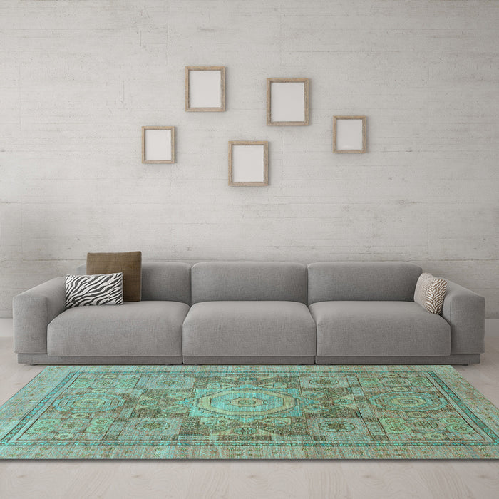 Machine Washable Abstract Light Blue Modern Rug in a Living Room, wshabs1954lblu