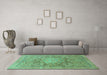 Machine Washable Abstract Turquoise Modern Area Rugs in a Living Room,, wshabs1954turq