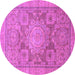 Round Machine Washable Abstract Purple Modern Area Rugs, wshabs1954pur