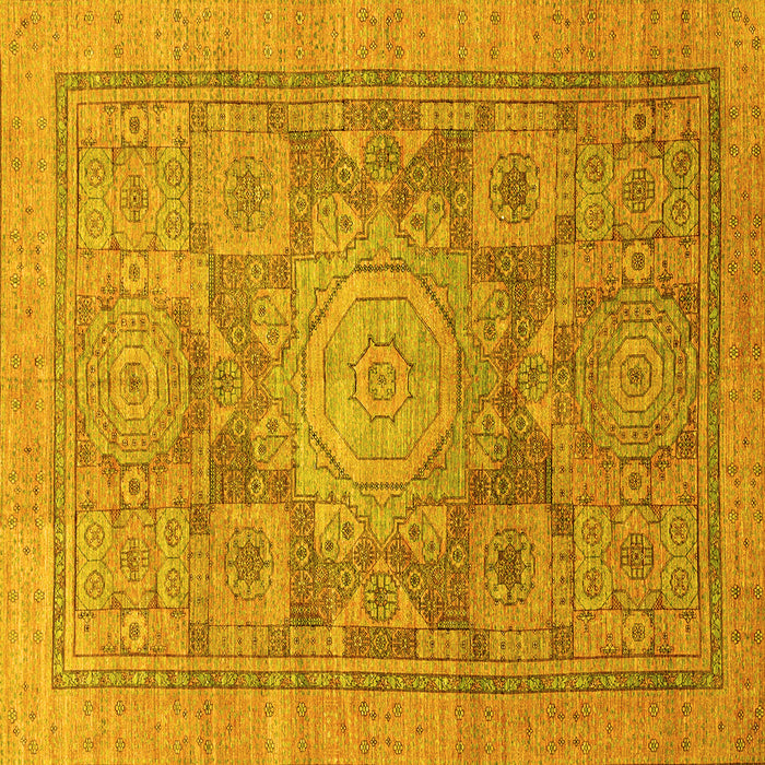Square Abstract Yellow Modern Rug, abs1954yw