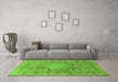 Machine Washable Abstract Green Modern Area Rugs in a Living Room,, wshabs1954grn