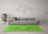 Machine Washable Abstract Green Modern Rug, wshabs1954grn