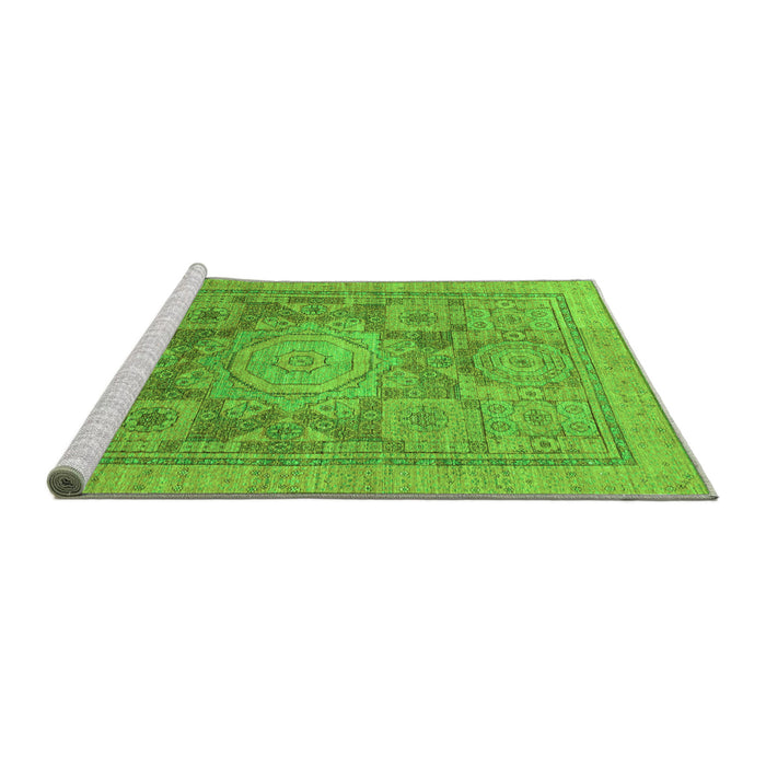 Sideview of Machine Washable Abstract Green Modern Area Rugs, wshabs1954grn