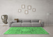 Machine Washable Abstract Emerald Green Modern Area Rugs in a Living Room,, wshabs1954emgrn