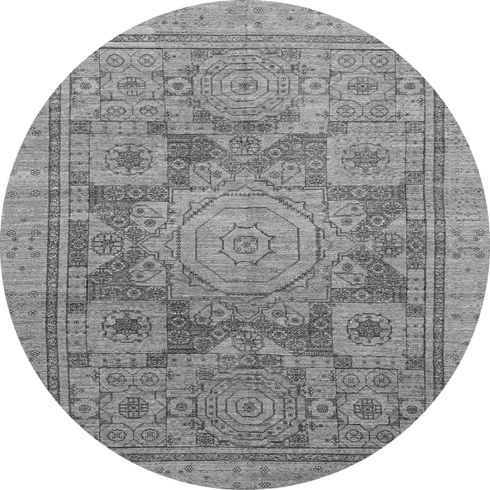 Round Abstract Gray Modern Rug, abs1954gry