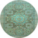 Round Machine Washable Abstract Light Blue Modern Rug, wshabs1954lblu