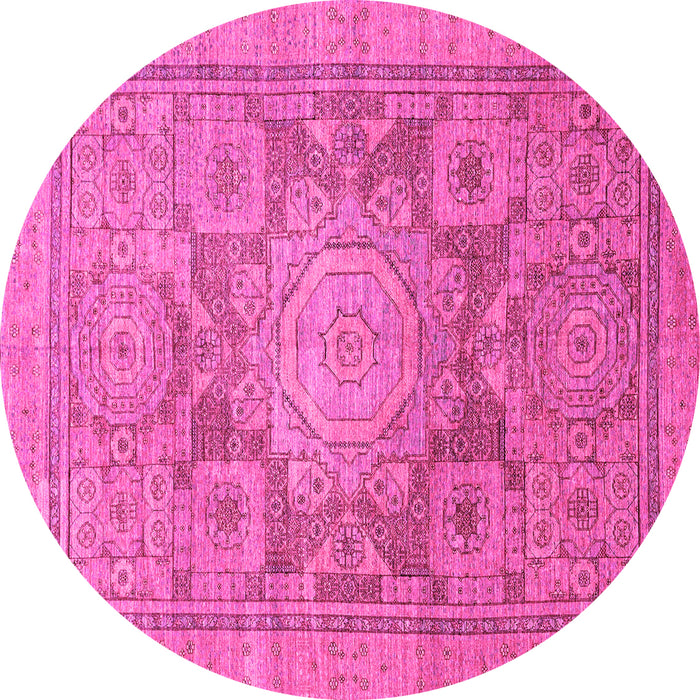 Round Abstract Pink Modern Rug, abs1954pnk