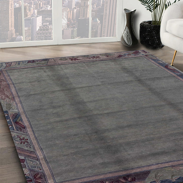 Machine Washable Abstract Gray Rug in a Family Room, wshabs1955