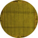 Round Machine Washable Abstract Yellow Modern Rug, wshabs1955yw