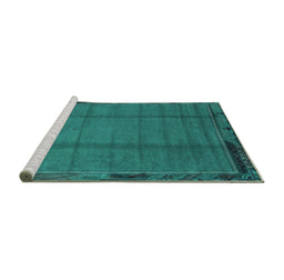 Sideview of Machine Washable Abstract Turquoise Modern Area Rugs, wshabs1955turq