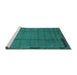 Sideview of Machine Washable Abstract Turquoise Modern Area Rugs, wshabs1955turq